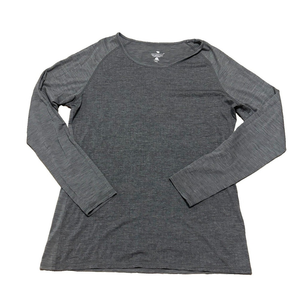 Segments Womens XXL Merino Wool Long Sleeve Baselayer Top Gray Patterned Outdoor